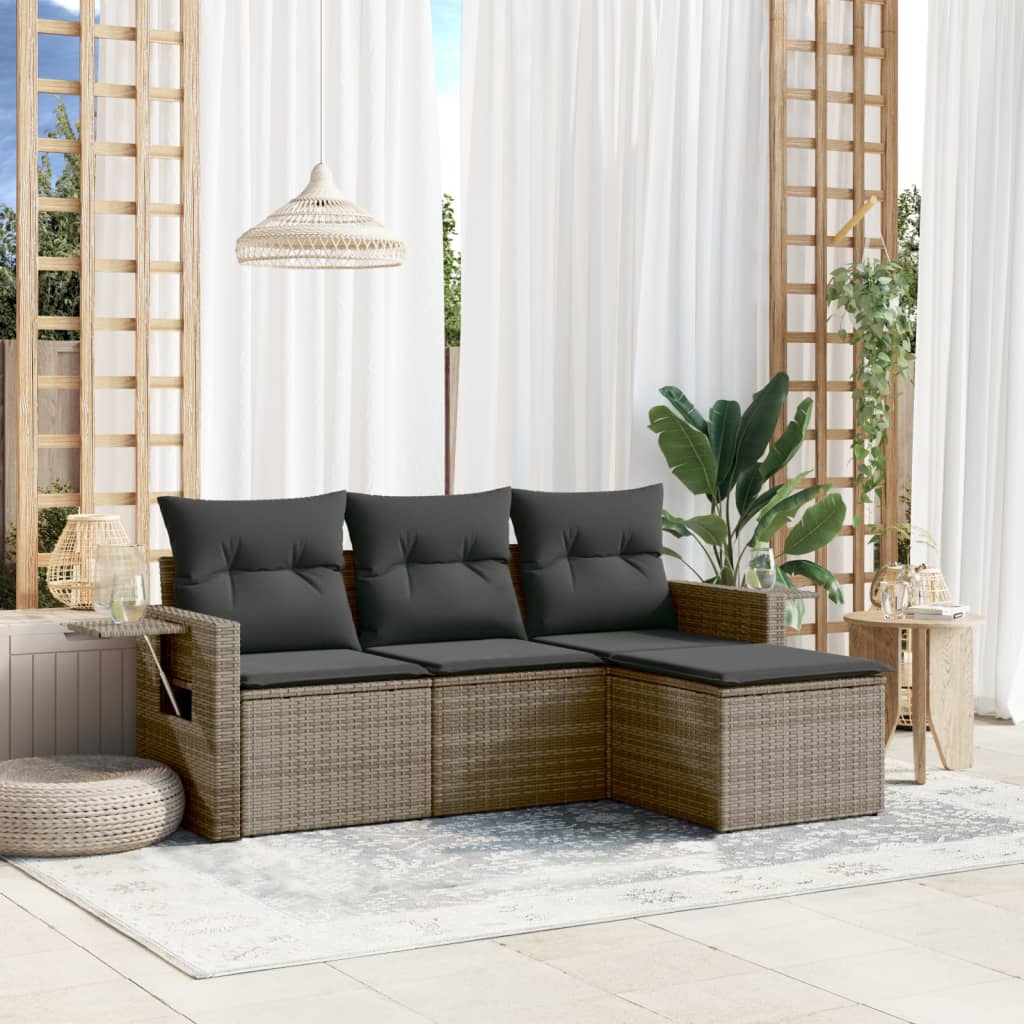 Sofasæt Til Haven 4 Dele Med Hynder Polyrattan - Grå