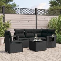 Sofasæt Til Haven 5 Dele Med Hynder Polyrattan – Sort / Med bord