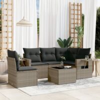 Sofasæt Til Haven 5 Dele Med Hynder Polyrattan – Grå / Med bord