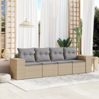 Sofasæt Til Haven 4 Dele Med Hynder Polyrattan – beige og grå / Uden bord