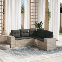 Sofasæt Til Haven 5 Dele Med Hynder Polyrattan – Lysegrå / Uden bord