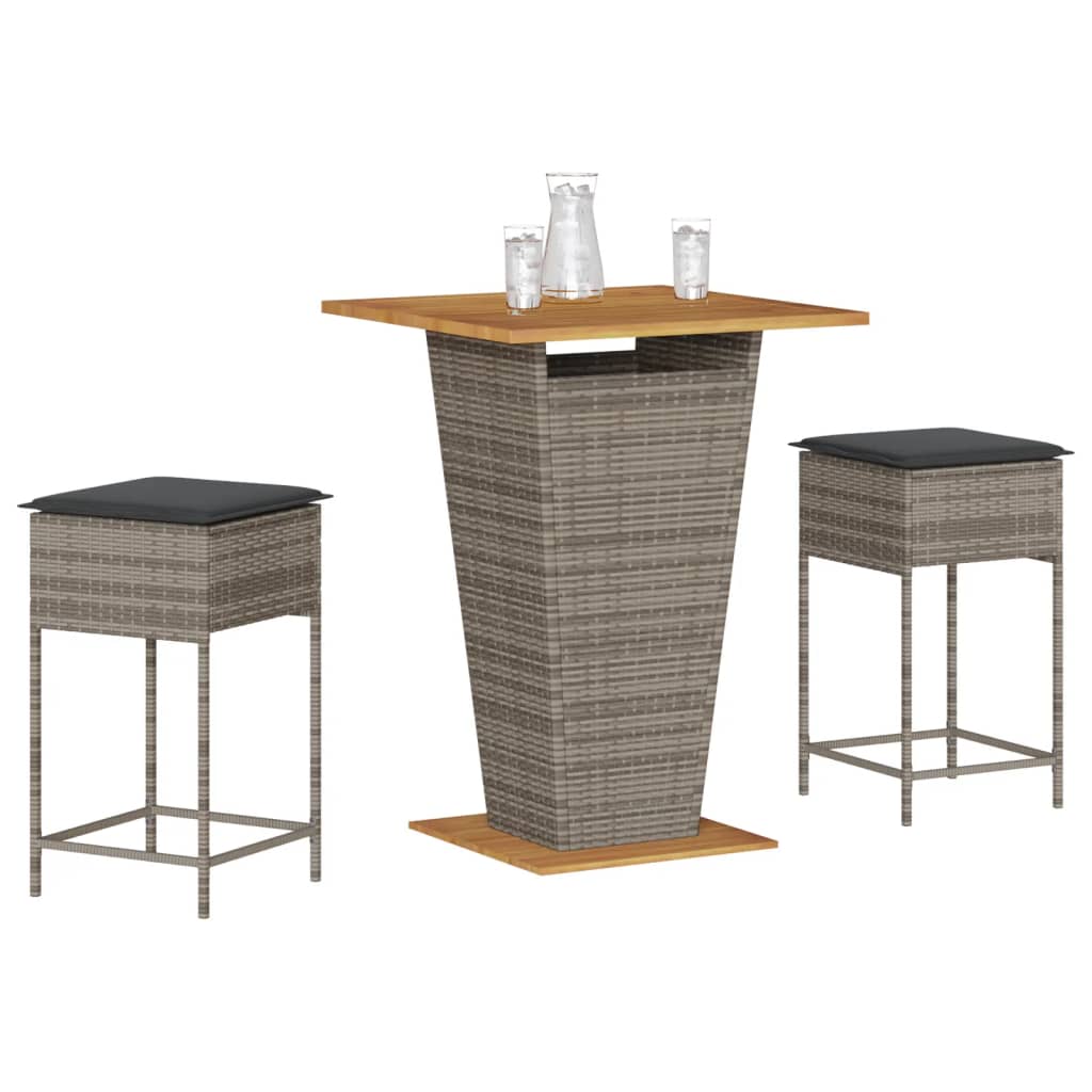 Barsæt Til Haven 5 Dele Med Hynder Polyrattan - 2 / Grå / 80 x 80 x 110 cm
