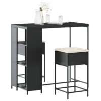 Barsæt Til Haven 3 Dele Med Hynder Polyrattan - 2 / Sort / Rattan