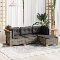 Sofasæt Til Haven 4 Dele Med Hynder Polyrattan – Grå / Vævet design