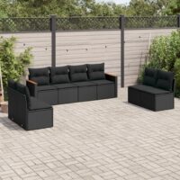 Sofasæt Til Haven 8 Dele Med Hynder Polyrattan – Sort / Uden bord
