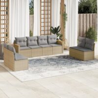 Sofasæt Til Haven 8 Dele Med Hynder Polyrattan – beige og grå / Uden bord