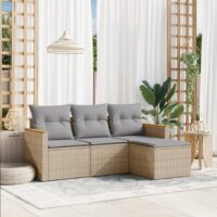 Sofasæt Til Haven 5 Dele Med Hynder Polyrattan – beige og grå / Uden bord