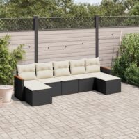 Sofasæt Til Haven 8 Dele Med Hynder Polyrattan – Sort og cremefarvet / Uden bord