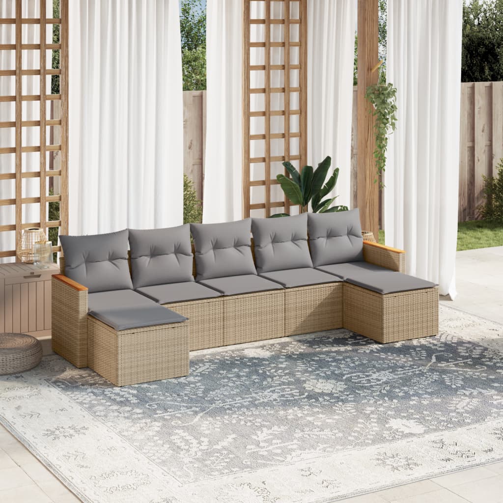 Sofasæt Til Haven 8 Dele Med Hynder Polyrattan - beige og grå / Uden bord