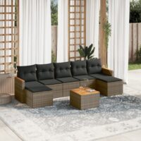 Sofasæt Til Haven 8 Dele Med Hynder Polyrattan – Grå / Med bord