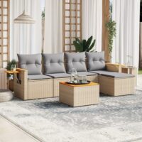 Sofasæt Til Haven 5 Dele Med Hynder Polyrattan – beige og grå / Med bord