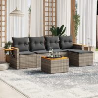 Sofasæt Til Haven 5 Dele Med Hynder Polyrattan – Grå / Med bord