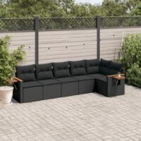 Sofasæt Til Haven 6 Dele Med Hynder Polyrattan – Sort / Uden bord
