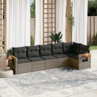 Sofasæt Til Haven 6 Dele Med Hynder Polyrattan – Grå / Uden bord