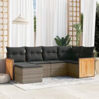 Sofasæt Til Haven 6 Dele Med Hynder Polyrattan – Grå / Uden bord