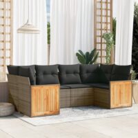 Sofasæt Til Haven 6 Dele Med Hynder Polyrattan – Grå