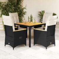 Spisebordssæt Til Haven 5 Dele Med Hynder Polyrattan – 4 / pe rattan / 90 x 90 x 75 cm