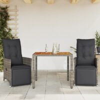 Bistrosæt Til Haven 5 Dele Med Hynder Polyrattan - 2 / træ / 90 x 90 x 75 cm