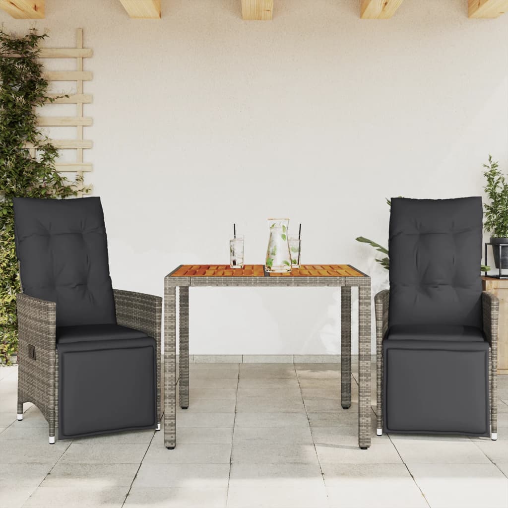Bistrosæt Til Haven 5 Dele Med Hynder Polyrattan - 2 / træ / 90 x 90 x 75 cm