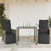 Bistrosæt Til Haven 5 Dele Med Hynder Polyrattan – 2 / Glas / 90 x 90 x 75 cm