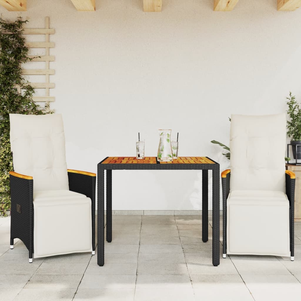 Bistrosæt Til Haven Med Hynder Polyrattan - Creme / 2-personers / 90 x 90 x 75 cm