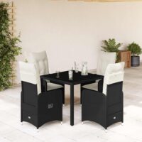 Bistrosæt Til Haven 5 Dele Med Hynder Polyrattan – 4 / Uden fodskammel / 90 x 90 x 75 cm