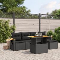 Sofasæt Til Haven Med Hynder Polyrattan – 1 / Sort / uden opbevaring