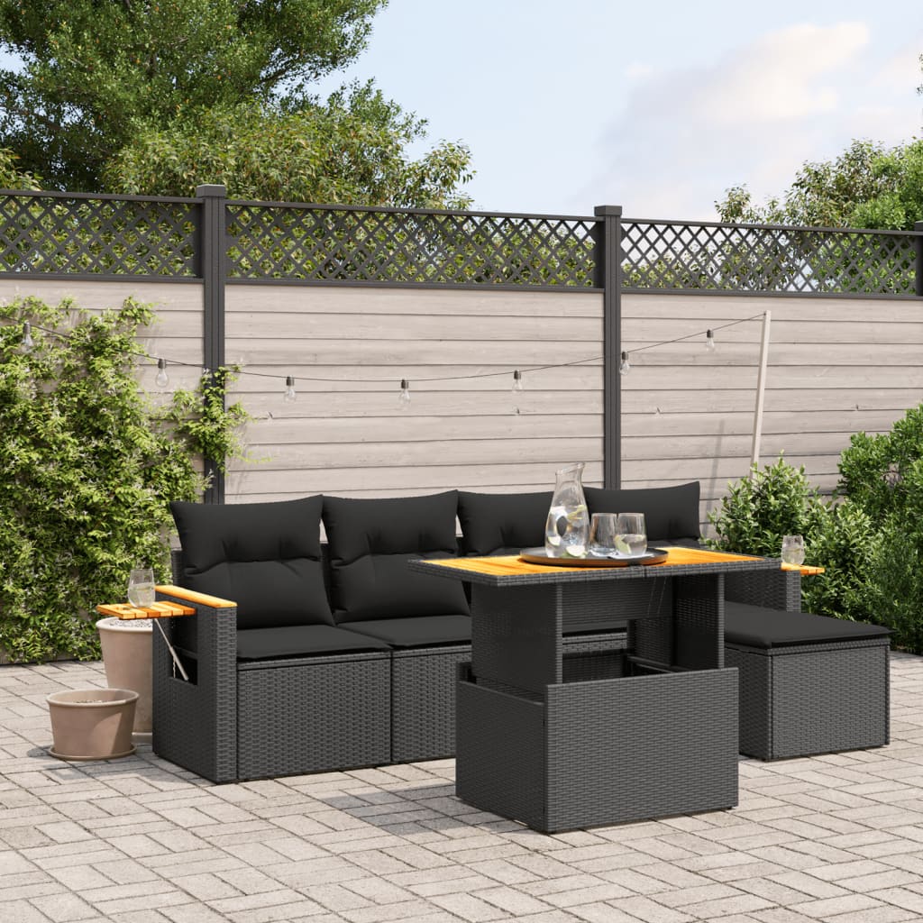 Sofasæt Til Haven Med Hynder Polyrattan - 1 / Sort / uden opbevaring