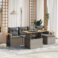 Sofasæt Til Haven Med Hynder Polyrattan – 1 / Grå / uden opbevaring