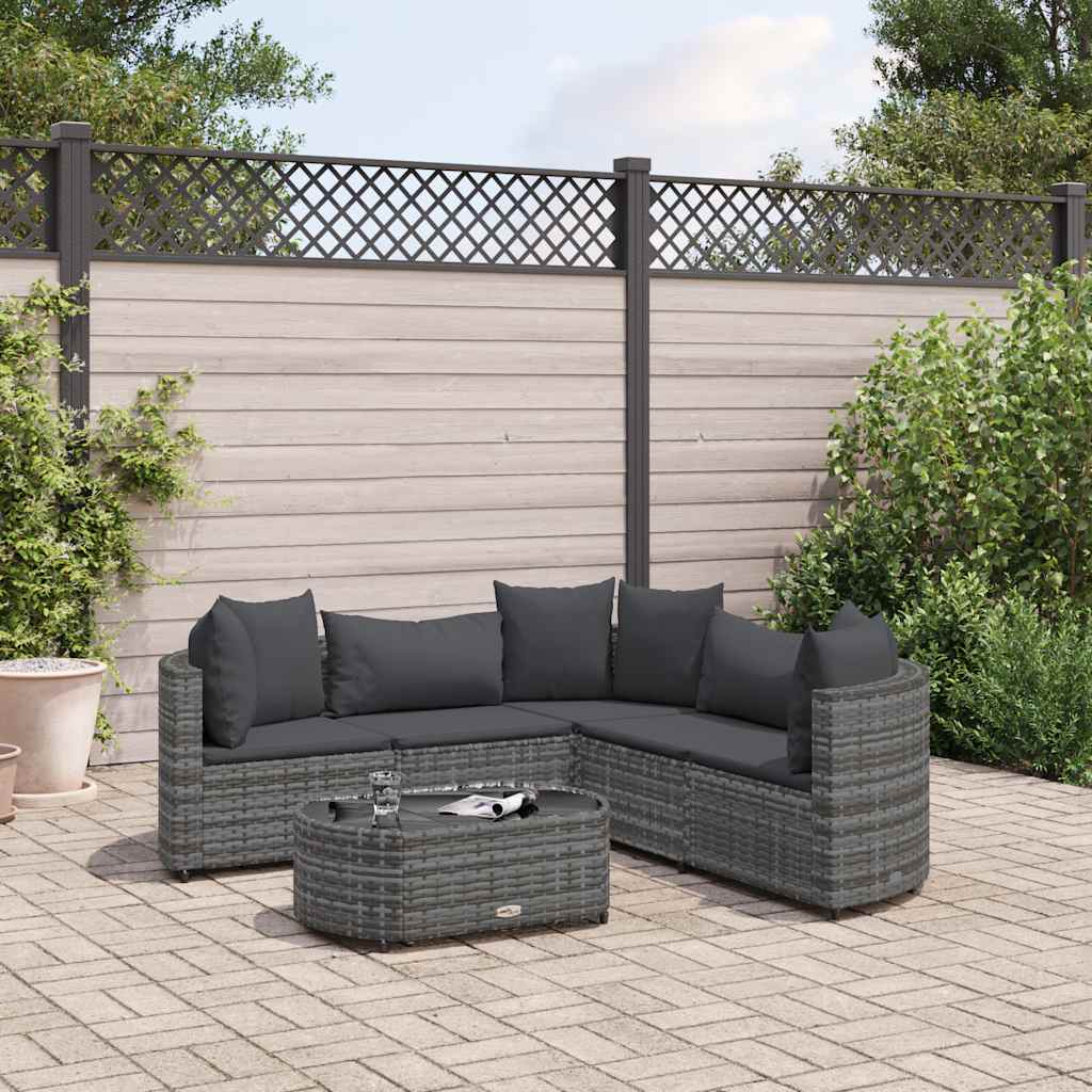 Sofasæt Til Haven Med Hynder Polyrattan - 5 / Grå