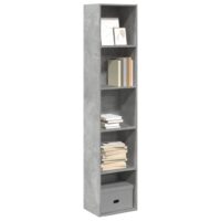 Bogreol Med 2 Hylder 40X30X76,5 Cm Konstrueret Træ Betongrå – 40 cm / 189 cm