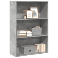 Bogreol Med 2 Hylder 40X30X76,5 Cm Konstrueret Træ Betongrå – 80 cm / 114 cm