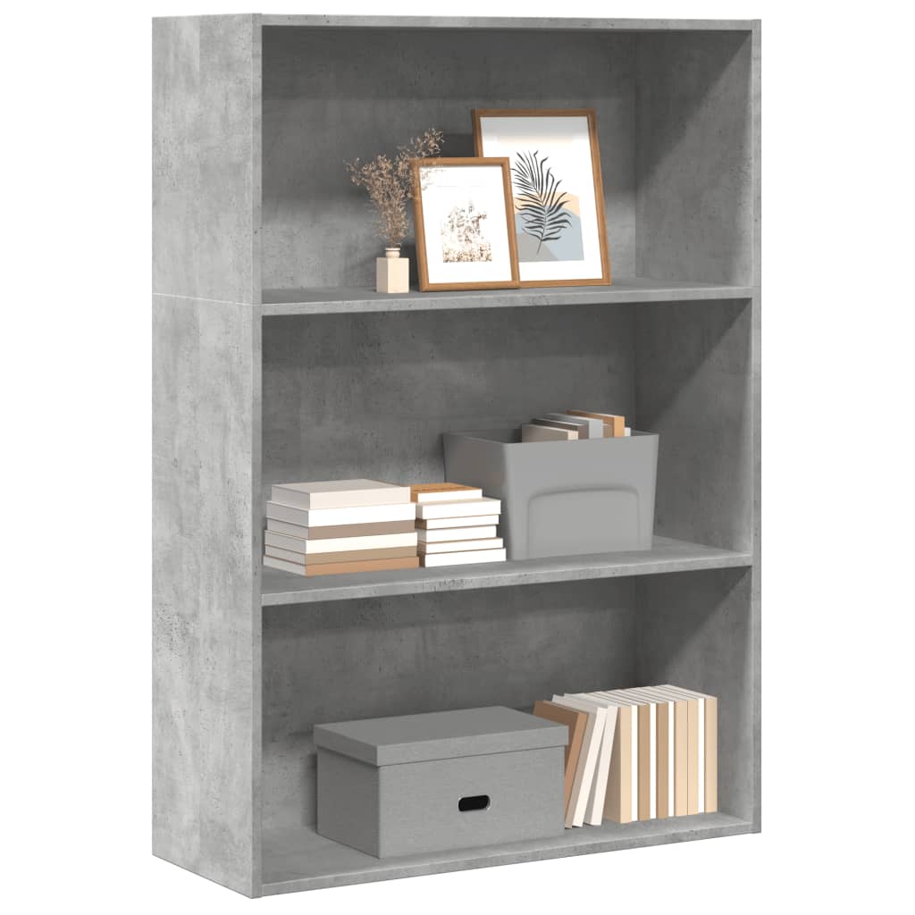 Bogreol Med 2 Hylder 40X30X76,5 Cm Konstrueret Træ Betongrå - 80 cm / 114 cm