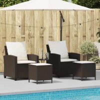 Sofasæt Til Haven 4 Dele Med Hynder Polyrattan – Brun / Cremefarvet