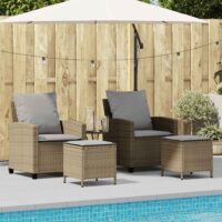 Sofasæt Til Haven 4 Dele Med Hynder Polyrattan – Beige / Lysegrå
