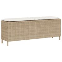 Havebænk Med Hynde 110x30x40,5 Cm Polyrattan – beige og cremehvid