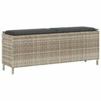 Havebænk Med Hynde 110x30x40,5 Cm Polyrattan – Lysegrå og mørkegrå