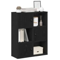 Bogreol 60X24X101,5 Cm Konstrueret Træ -Eg Sort - 60 cm / 76.5 cm