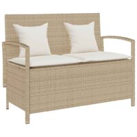 Opbevaringsbænk Til Haven Med Hynde Polyrattan - beige og cremefarvet