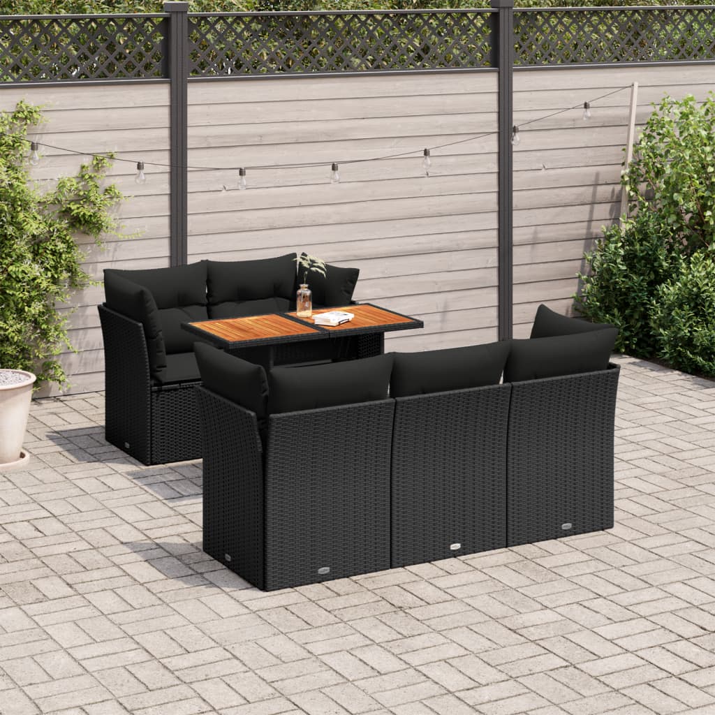 Sofasæt Til Haven 6 Dele Med Hynder Polyrattan - Sort