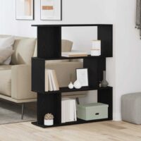 Bogreol/Rumdeler 80x24x96 Cm Konstrueret Træ – Sort eg