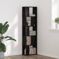 Bogreol 5 Hylder Konstrueret Træ – Sort Eg / 45 cm