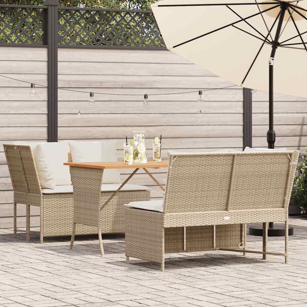 Sofasæt Til Haven 3 Dele Med Hynder Polyrattan - Beige og cremehvid