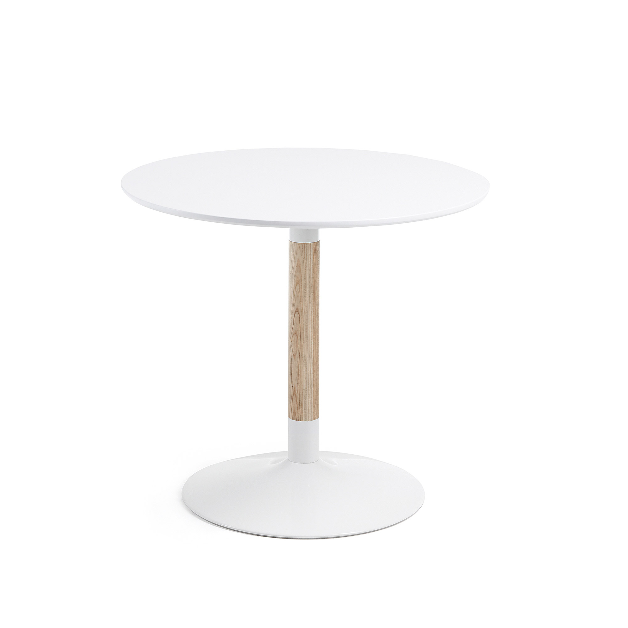 KAVE HOME TIC cafébord - hvid/natur metal/asketræ, rund (Ø90)