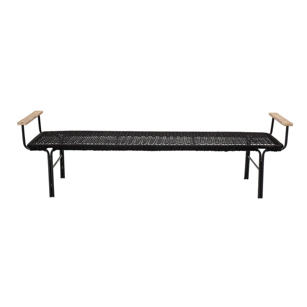Bloomingville - Mundo Bænk, Metal/træ, Sort 50x175 cm